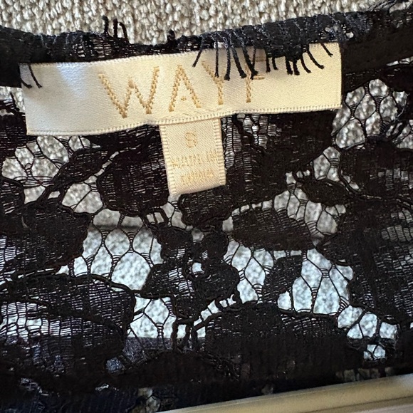 WAYF Black Lace Long Sleeve Deep V Floral Lace Mini Dress Size S - Picture 12 of 16